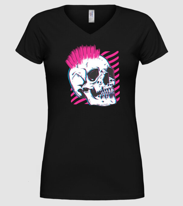 Craniu Punk model negru pe tricou