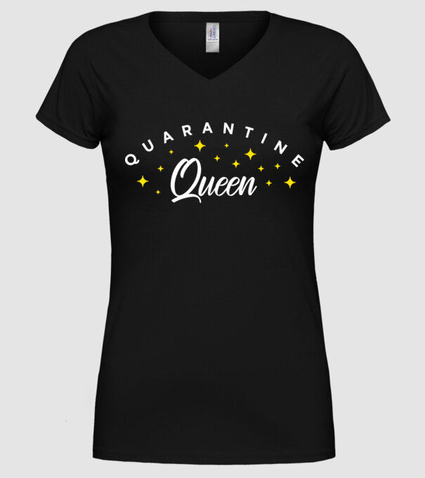 Quarantine queen model negru pe tricou