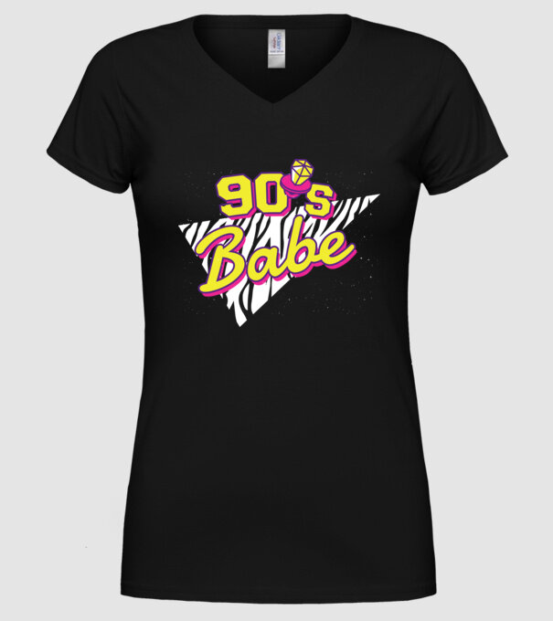 Retro 90s Babe model negru pe tricou