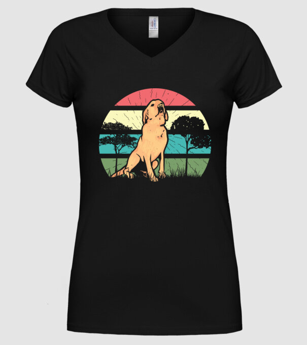 Golden Retriever retro model negru pe tricou