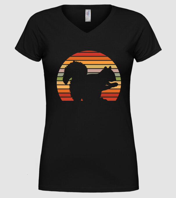 Veveriță Retro model negru pe tricou