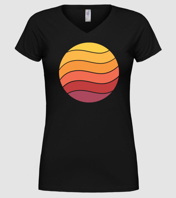 Fond Retro Apus de soare model negru pe tricou