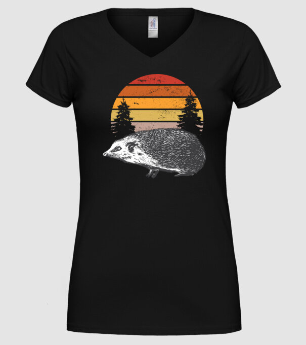 Arici Retro model negru pe tricou