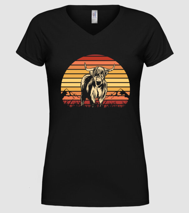Vită Retro model negru pe tricou