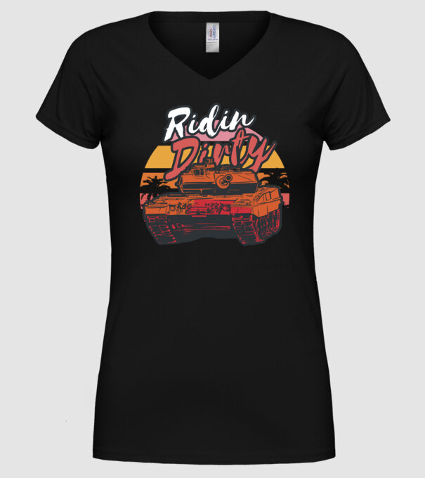 Ridin Dirty tricou cu tanc model negru pe tricou