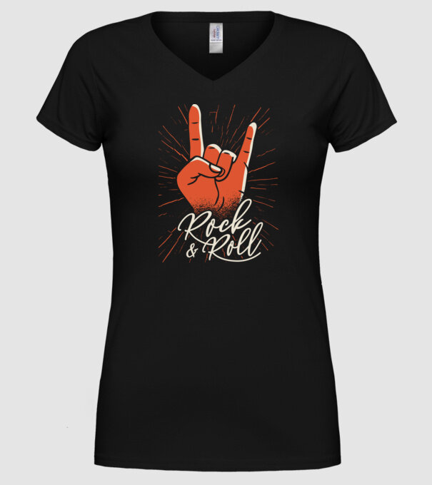 Rock and Roll model negru pe tricou
