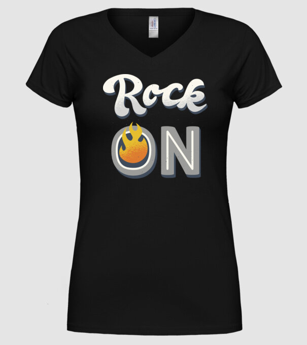 Rock On model negru pe tricou