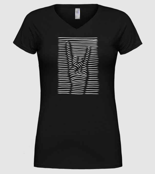 Mână Rocker model negru pe tricou
