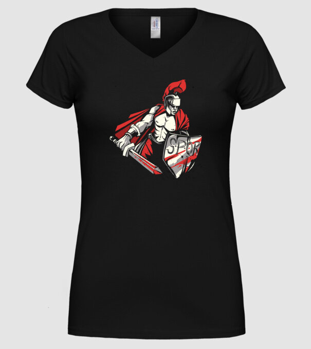 SPQR războinic Roman model negru pe tricou