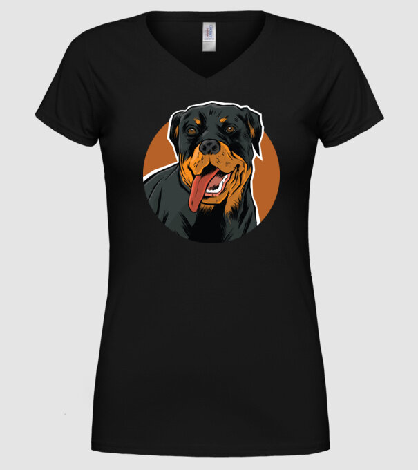 Tricou cu Câine Rottweiler model negru pe tricou