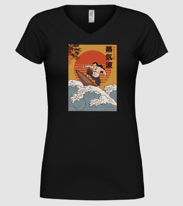 Samurai Surf model negru pe tricou