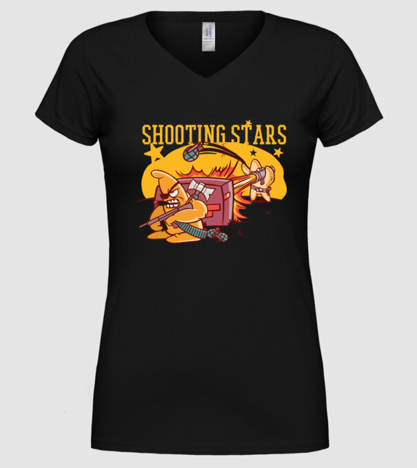 Shooting Stars model negru pe tricou