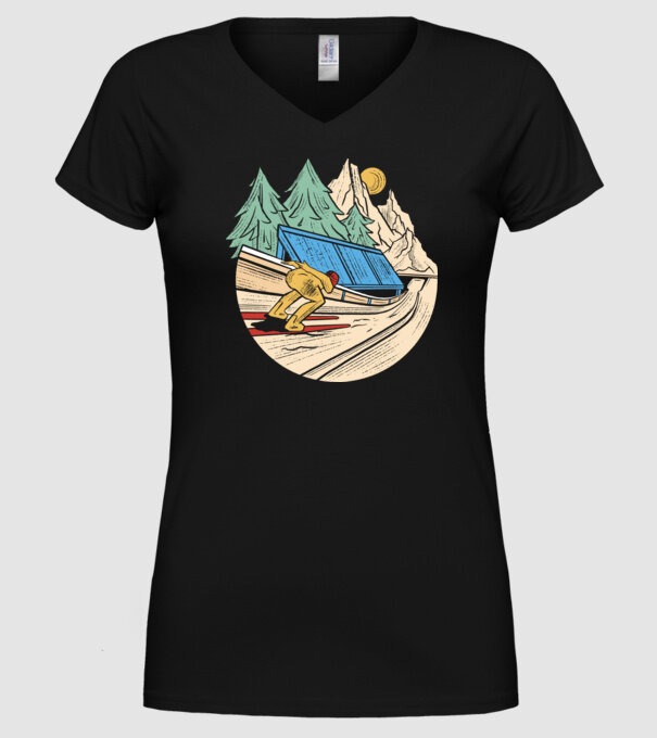 Săritor cu schiuri model negru pe tricou