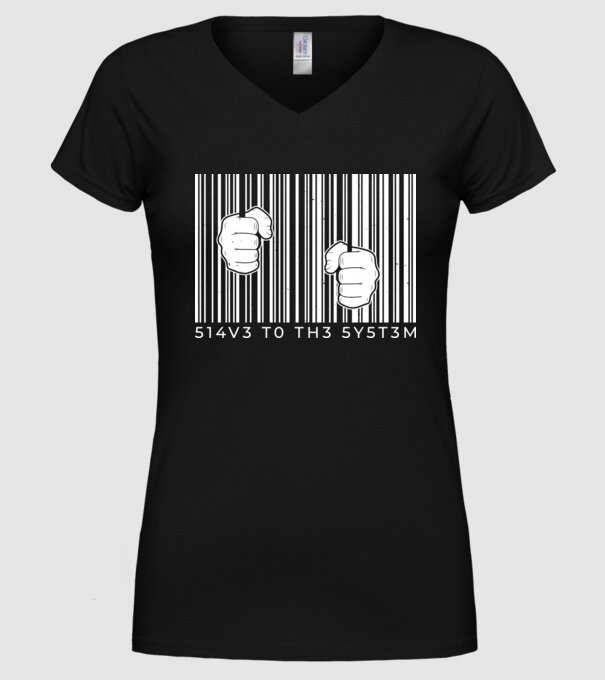 Slave to the system - Sclav al sistemului model negru pe tricou