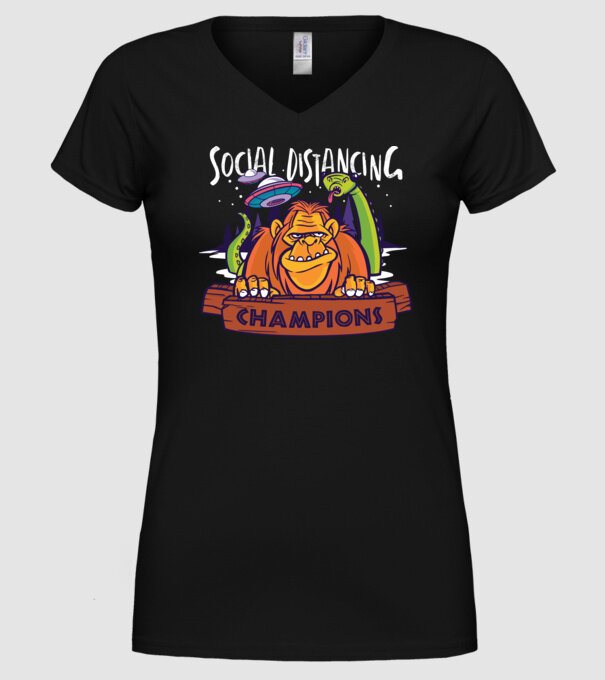 Campioni Social Distancing model negru pe tricou