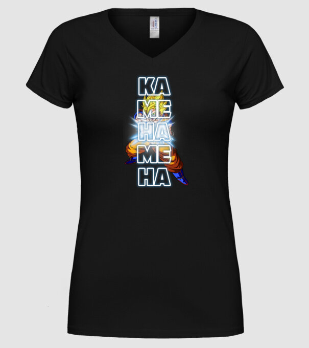 Son Goku Kamehameha model negru pe tricou