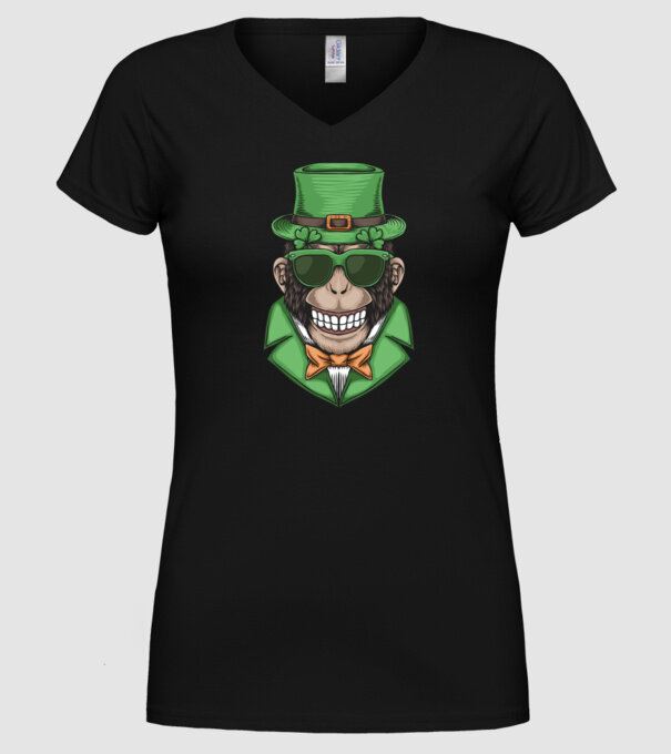 Sfântul Patrick Maimuță model negru pe tricou