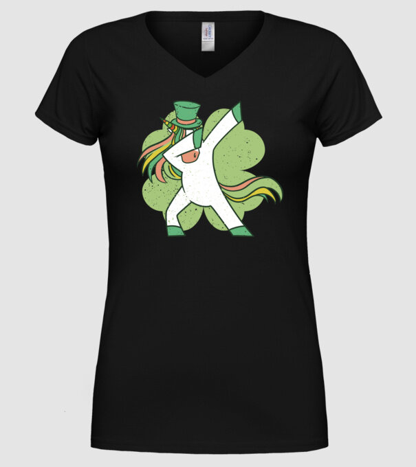 St Patrick Unicorn DAB model negru pe tricou