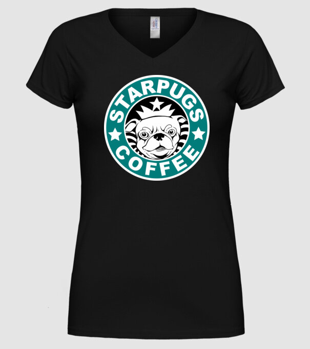 Starpugs Coffee model negru pe tricou
