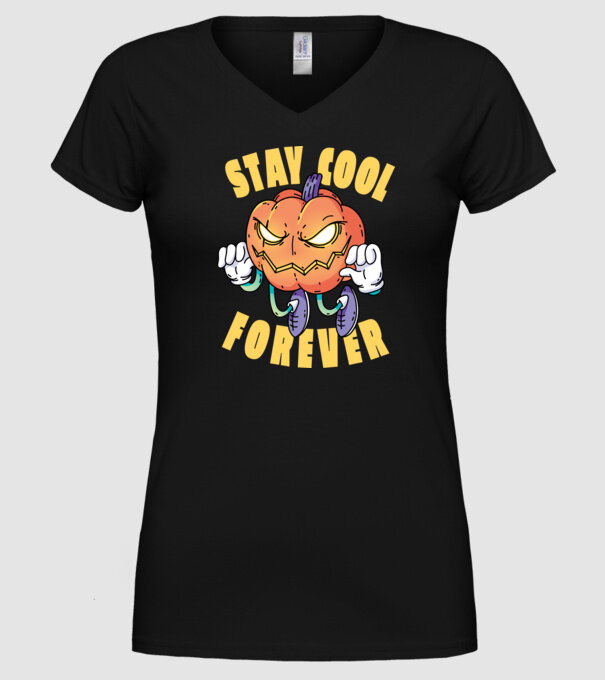 Dovleac de Halloween Stay Cool Forever model negru pe tricou