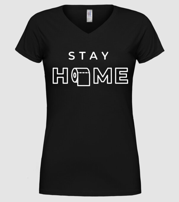 Stay home hârtie igienică model negru pe tricou