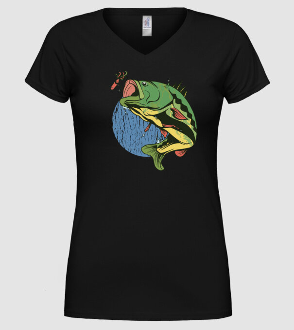 Biban Pescar model negru pe tricou