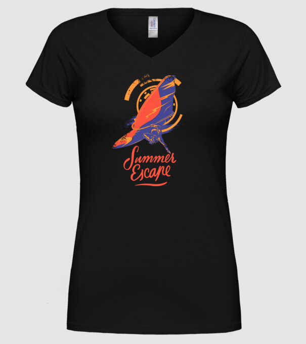 Summer escape Surf model negru pe tricou