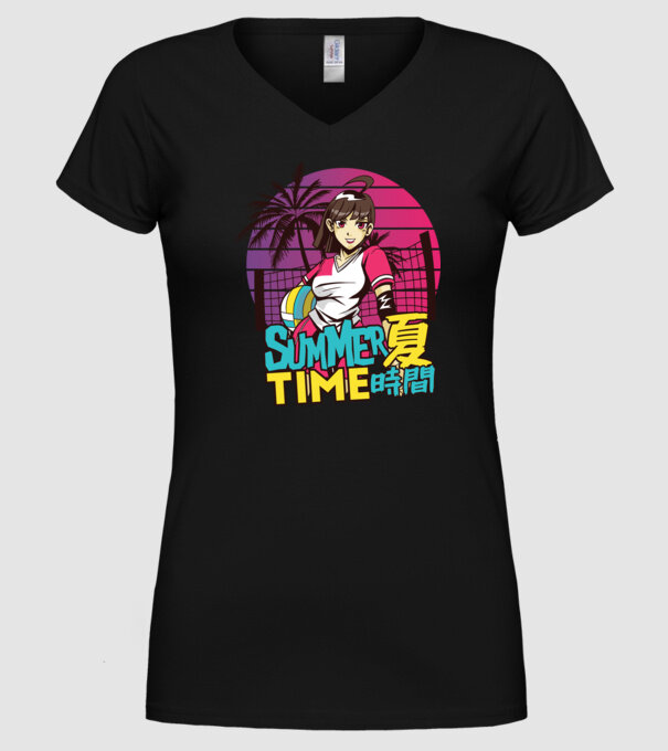 Summer Girl Anime Fată Manga model negru pe tricou