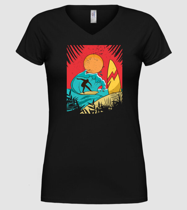 Afiș Surf model negru pe tricou