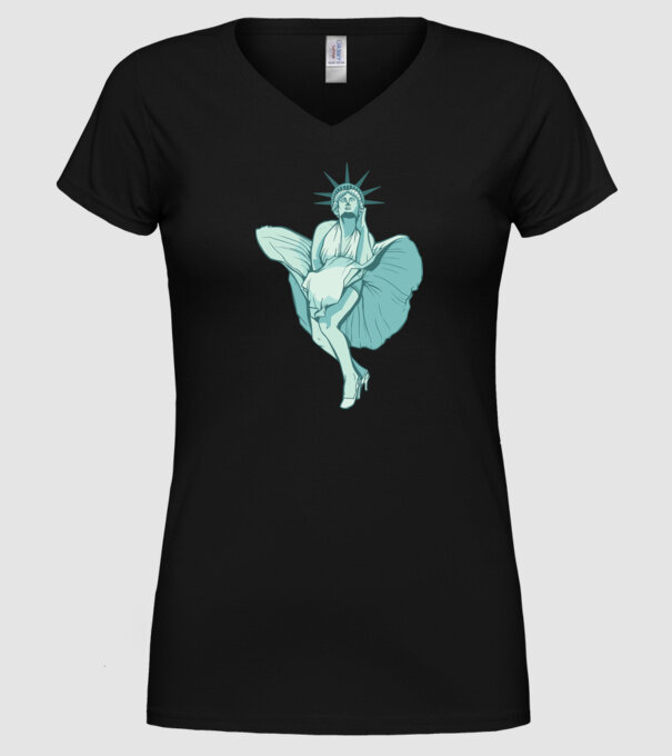Statuia Libertății rușinos model negru pe tricou