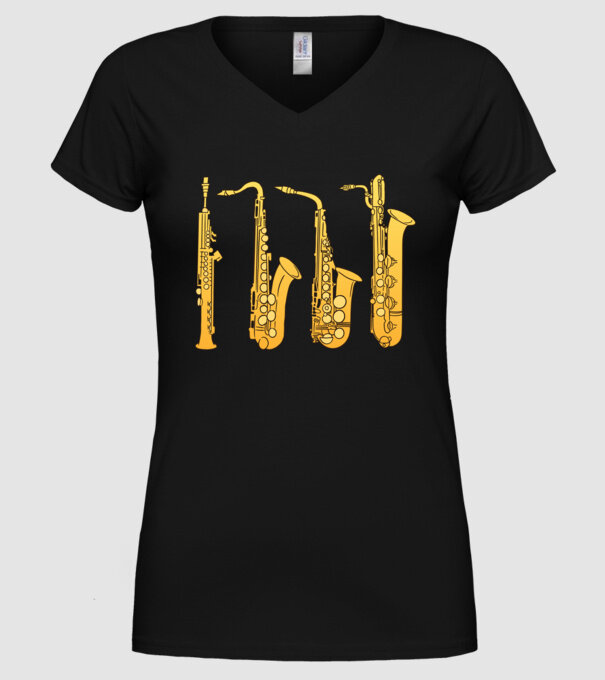 Saxofoane model negru pe tricou