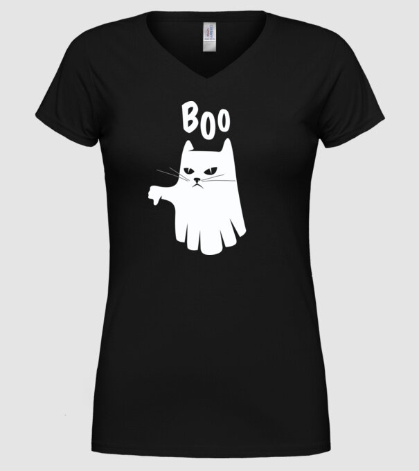 Pisică Fantomă model negru pe tricou