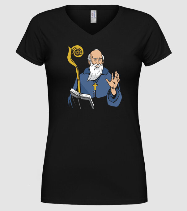 Sfântul Benedict model negru pe tricou