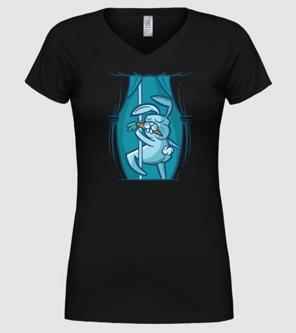 Iepuraș Striptease model negru pe tricou