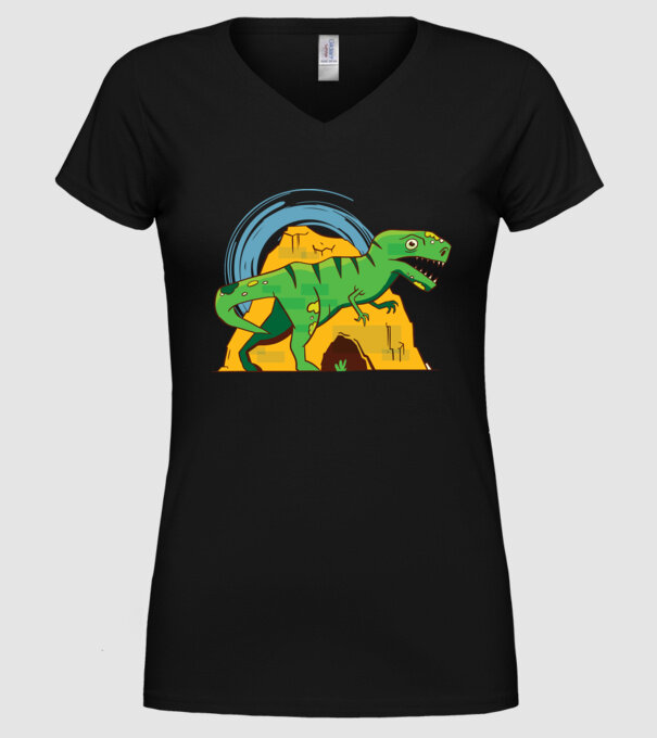 Dinozaur T-rex model negru pe tricou