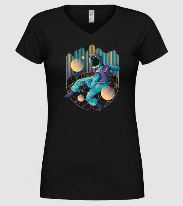Techno Astronaut tricou astronaut model negru pe tricou