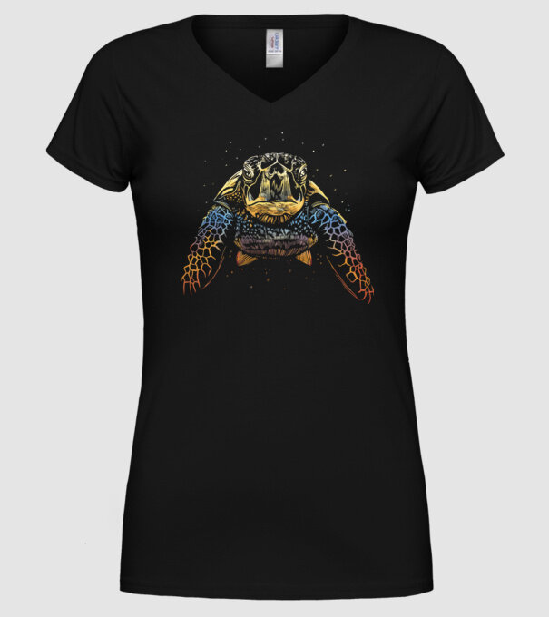 Broască țestoasă model negru pe tricou