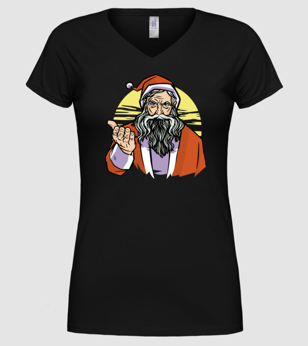 Moș Crăciun model negru pe tricou