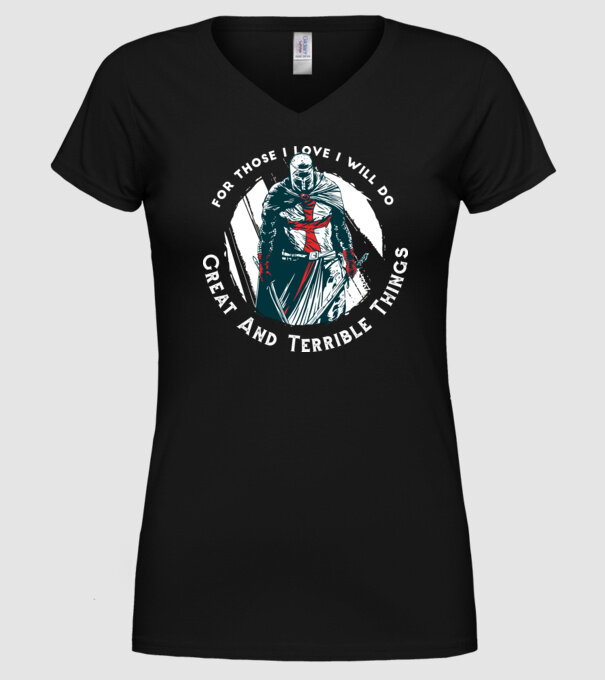 Cavaler Templier model negru pe tricou