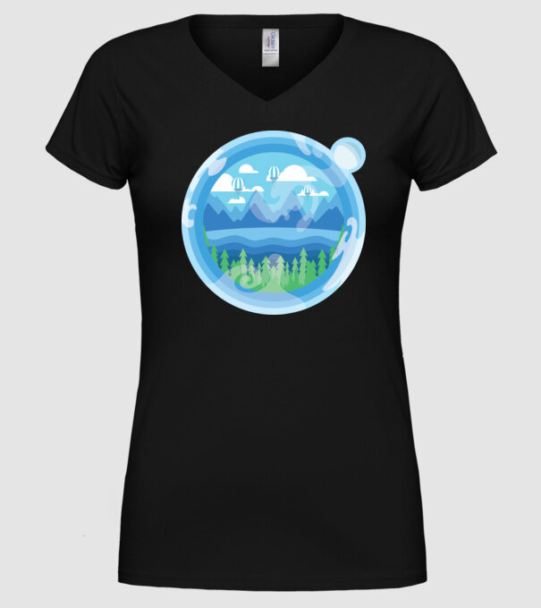 Natură model negru pe tricou