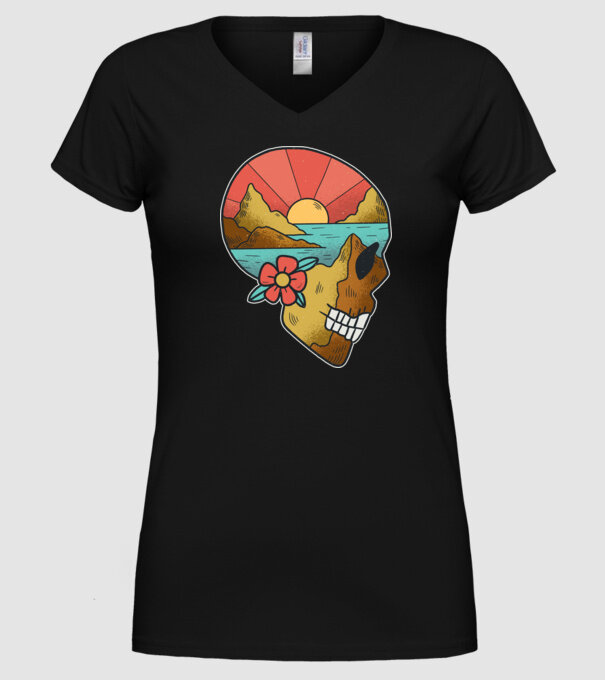 Natură Craniu model negru pe tricou