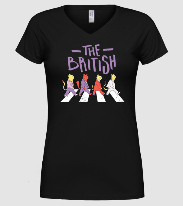 The British Pisicuțe model negru pe tricou