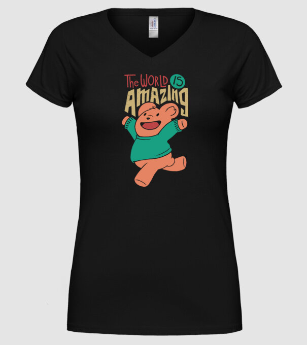 The world is amazing ursuleț Teddy model negru pe tricou