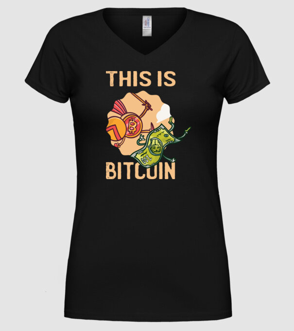 This is Bitcoin model negru pe tricou