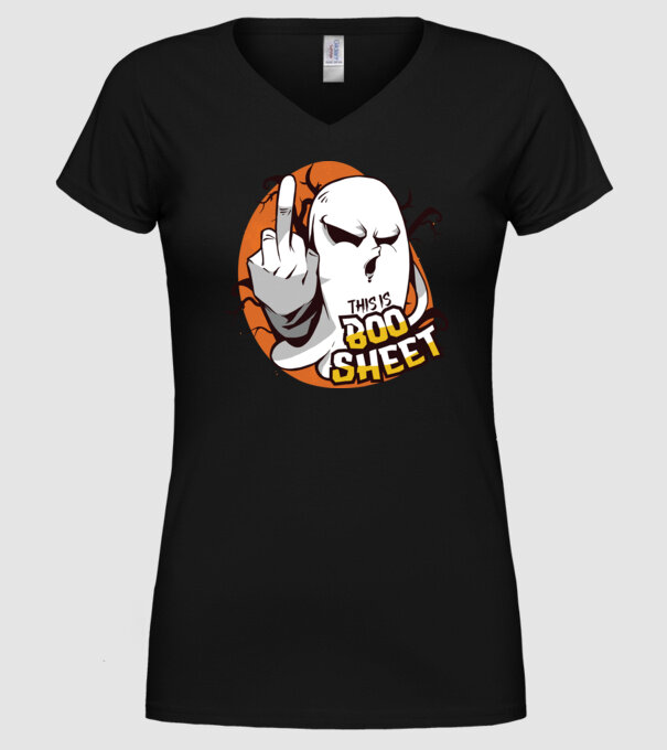 This is Boo Sheet Halloween model negru pe tricou
