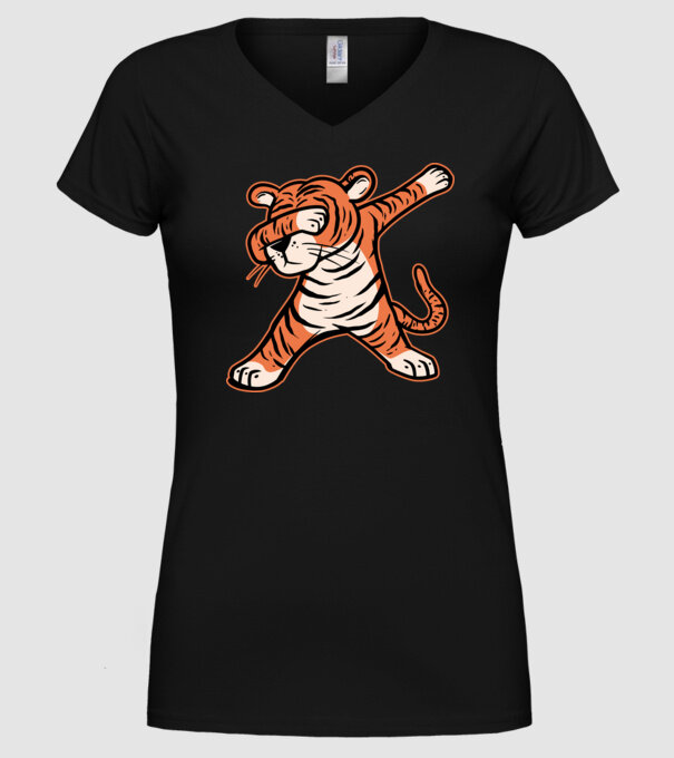 Tigru DAB model negru pe tricou