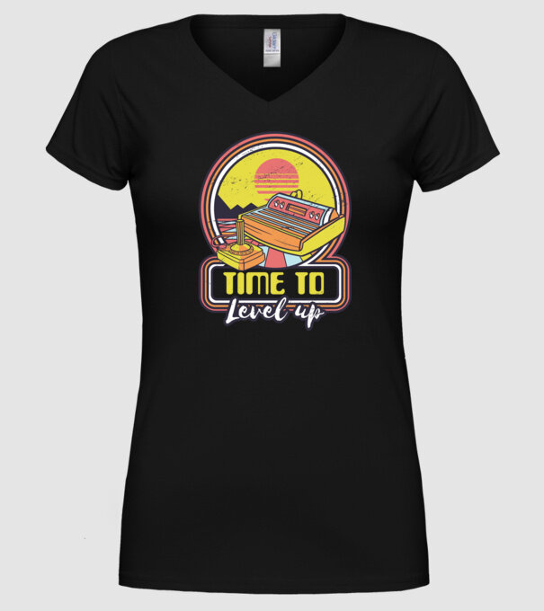 Time to Level Up model negru pe tricou