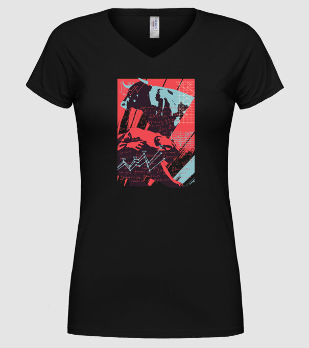 Bursa de Valori Taur vs Urs model negru pe tricou