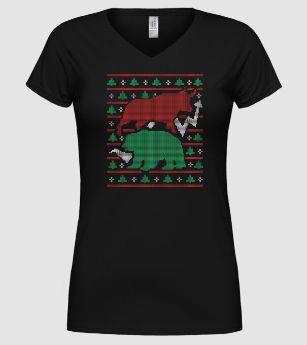 Pulover urât Bursa de valori model negru pe tricou