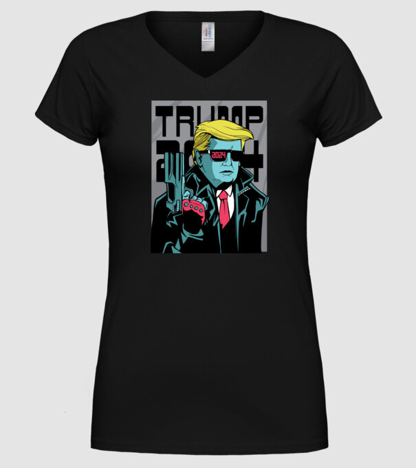 Trump Terminator 2024 model negru pe tricou